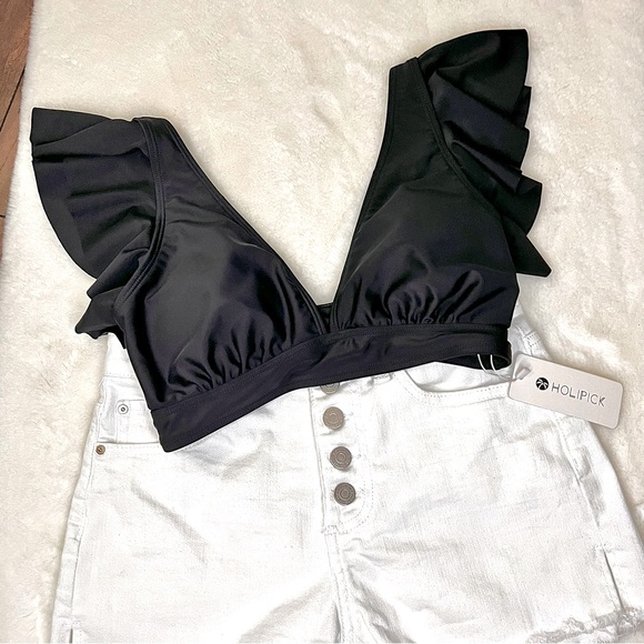 NWT Holipick Swim Flutter Top Black Size Small - Picture 7 of 13